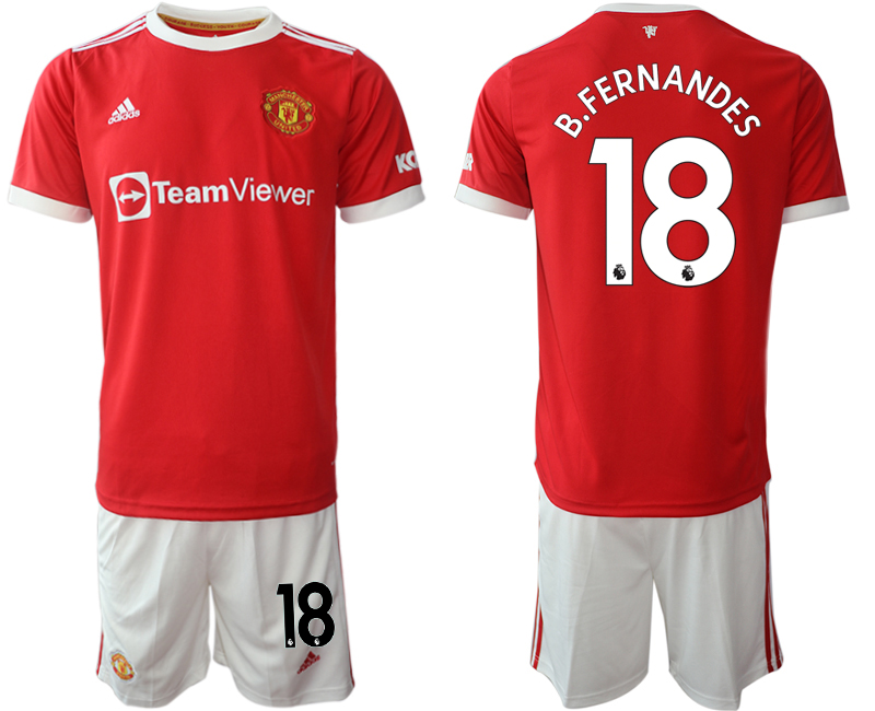 Men 2021-2022 Club Manchester United home red #18 Adidas Soccer Jersey